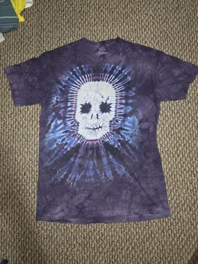 The Mountain Purple Tie-Dye Skull Tee with Blue Accents - Men's